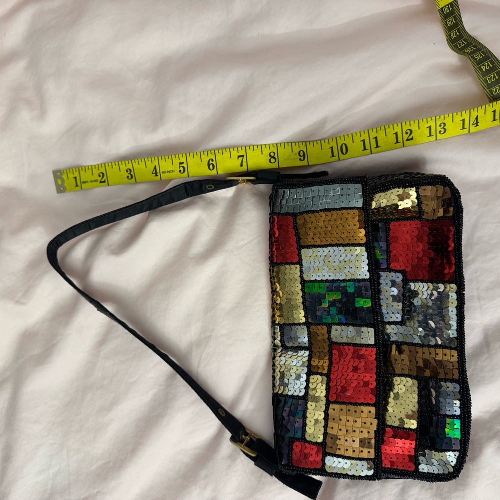 Sequin Patchwork Baguette Shoulder Bag - image 4